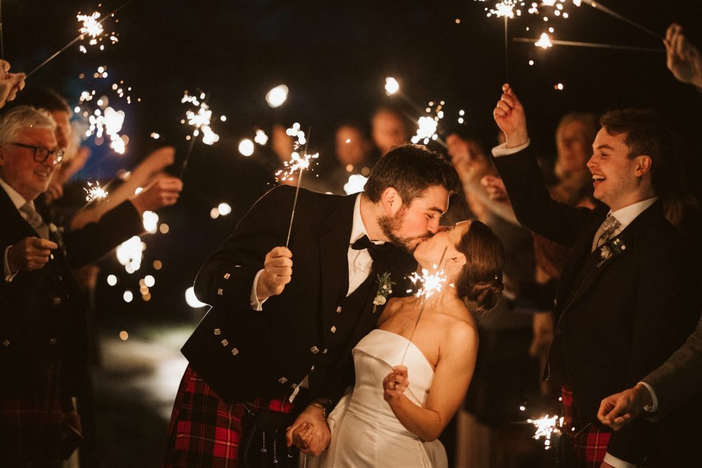 wedding sparkler reception winter wedding gallery