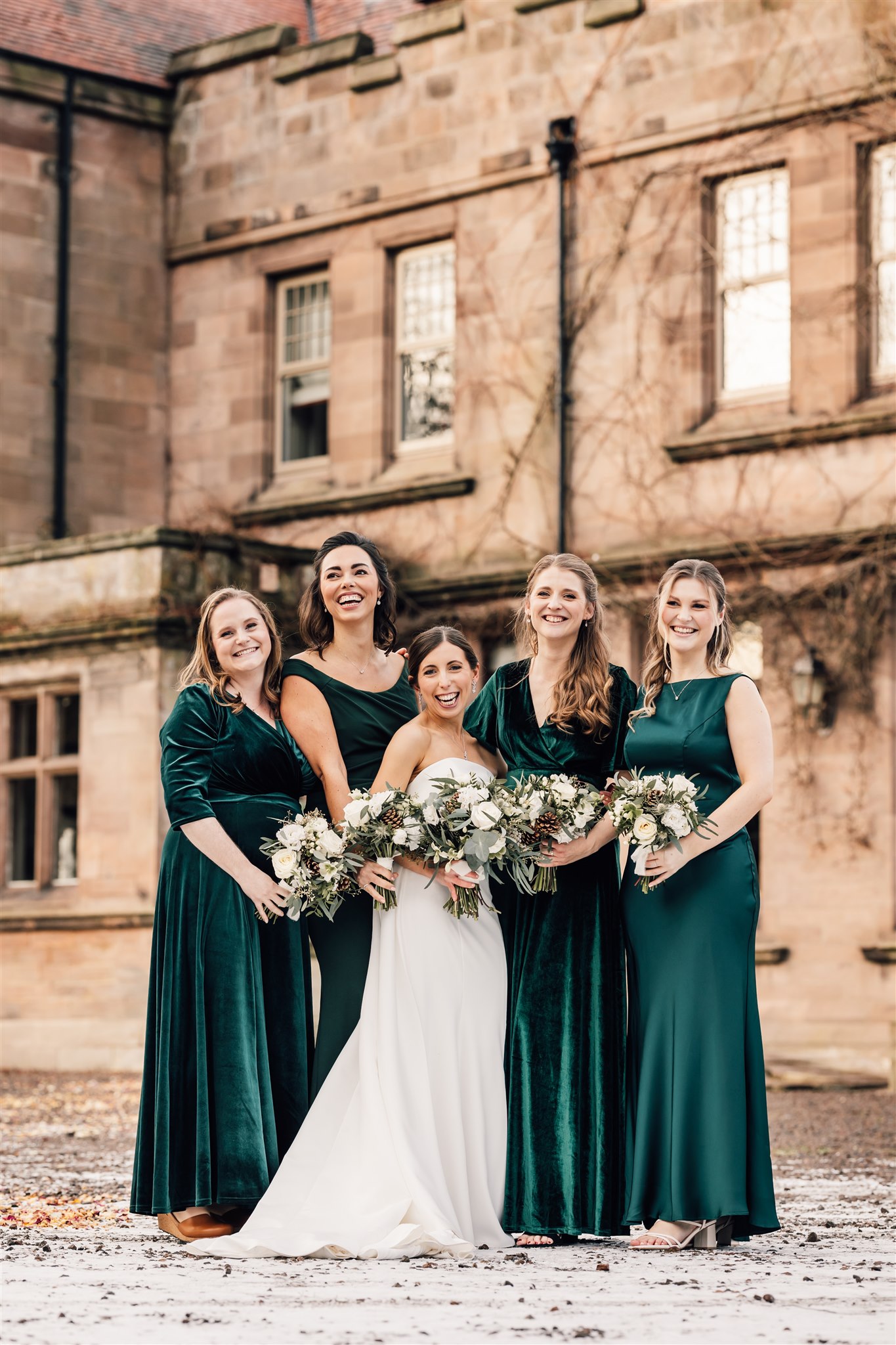 bride and bridesmaids winter wedding gallery